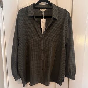 NWT Max Studio Hunter Green Checkered Top